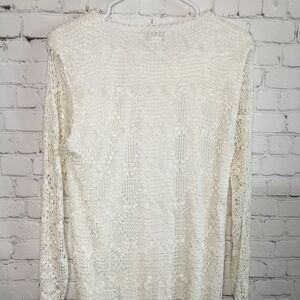 VTG‎ Spiegel Reflections Women's Ivory Long Sleeve Missy Crochet Top Size S